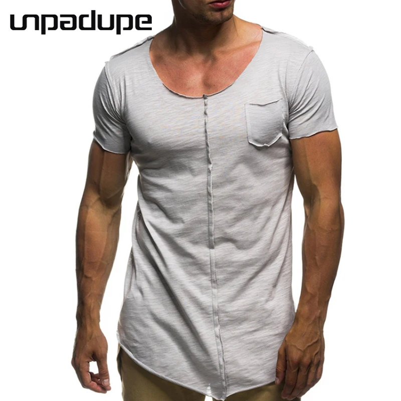 

New Arrival T Shirt Mens 2018 Summer Fashion O-Neck Patchwork Pocket T-Shirt Men'S Solid Color Slim Fit Hip Hop T-Shirts Man