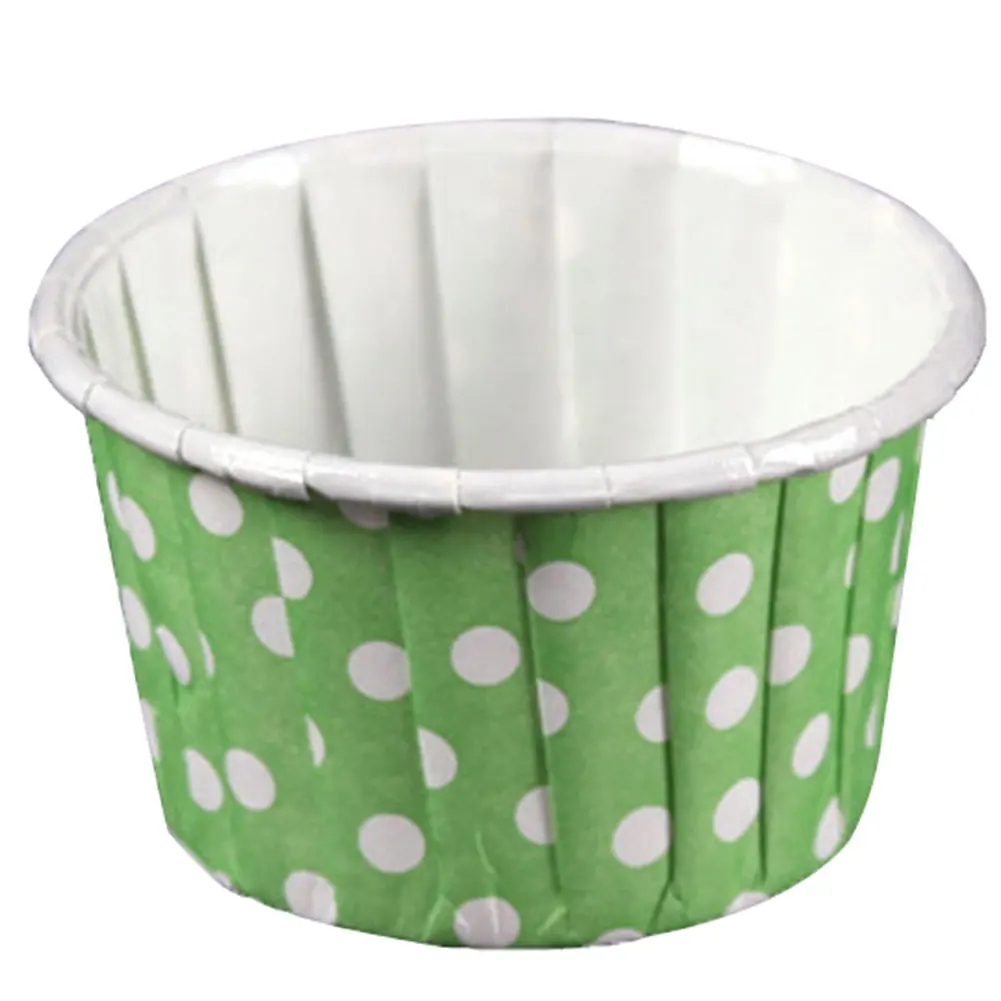 100 шт./лот, бумажные коробки для кексов в виде мультяшных точек, Формы для кексов, бумажные коробки для кексов, поднос для кексов, инструменты для украшения тортов E2S - Цвет: Green Dot