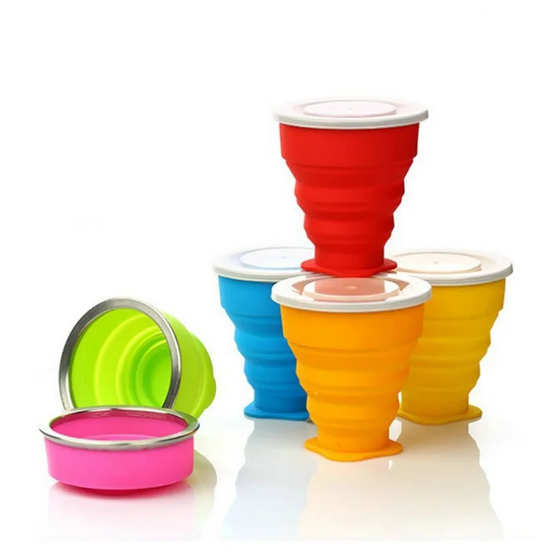 1Pc Portable Silicone Folding Cup Candy Color Traveling Foldable Food Grade Water Cups for Travel Outdoor Camping Drinkware (7)