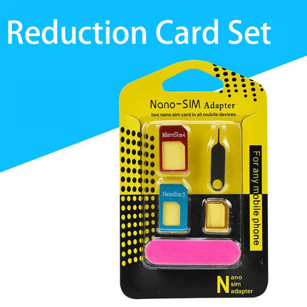 

5 in 1 Nano SIM Card to Micro Standard Converters Adapter Adaptor Set for iPhone Accessories