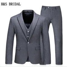 H& S свадебный костюм жениха мужской свадебный костюм Slim Fit мужской формальный костюм 3 шт. комплект(пиджак+ брюки+ жилет) 5XL