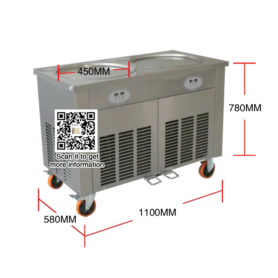 2 ice cream roll machine double round pan with double R410A