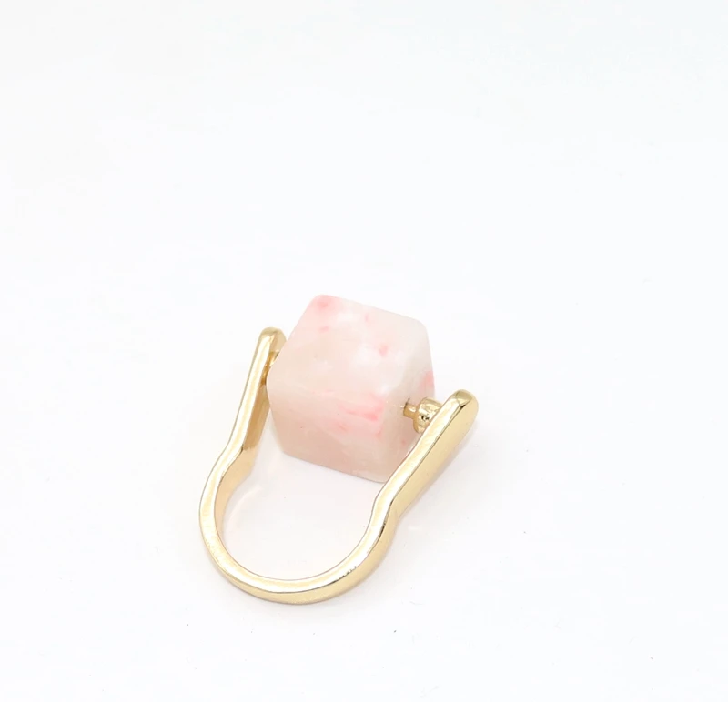 

2018 new multicolor geometric Alloy vintage pink green square stone simple ring for women
