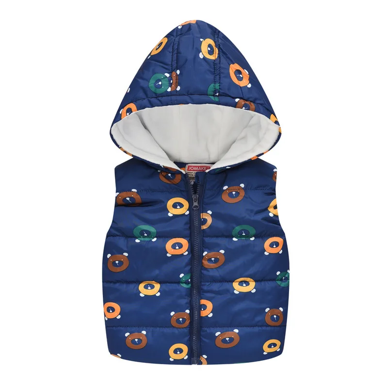 2022 Autumn Winter New Boys Girls Sleeveless Hooded Wool Vest Jacket Cartoon Print Coat Kids Warm Cashmere Vest Outwear Clothes leather jacket with hood