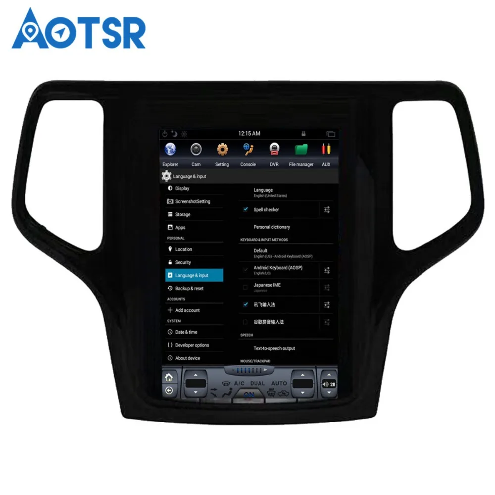 Sale Aotsr Android 7.1 Tesla style Car GPS Navigation For JEEP Grand Cherokee 2014-2018 gold and black No DVD multimedia player 1