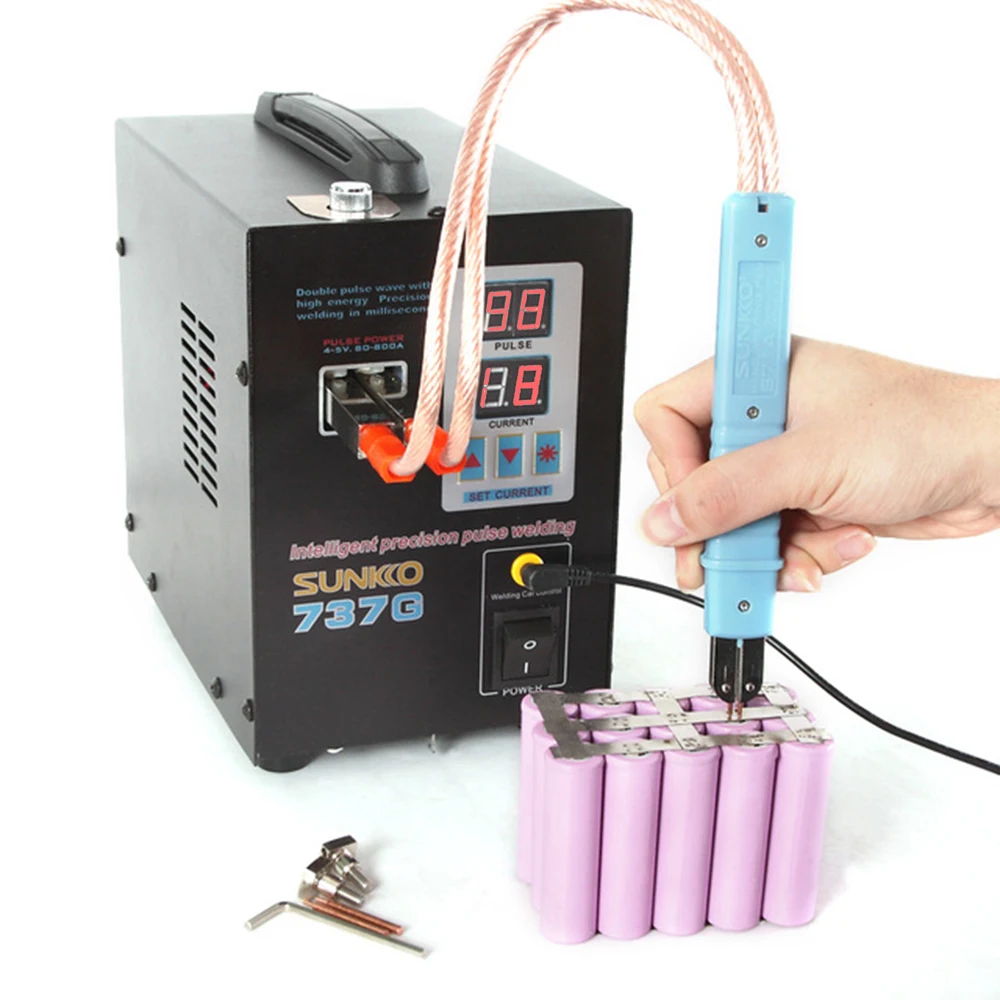 SUNKKO 737G battery spot welder 1.5kw precision pulse spot welder led light welding machine used 18650 battery pack spot welders