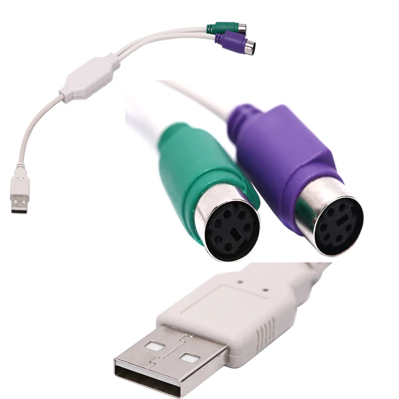 1 шт. кабель USB папа Двойной PS/2 PS2 мама конвертер адаптера клавиатуры