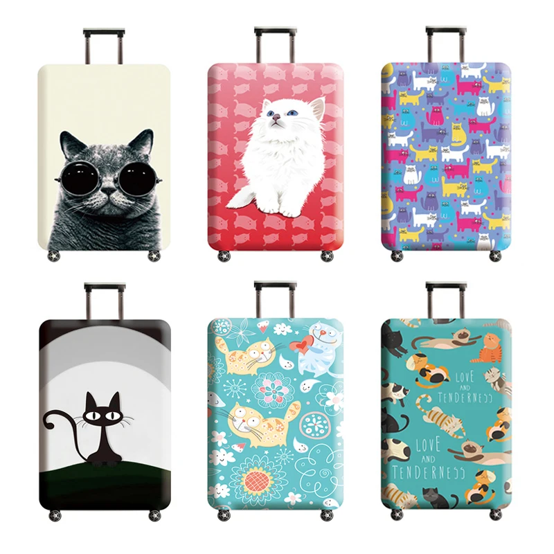 

Travel accessories Luggage cover Suitcase protection baggage dust cover Trunk set Elasticity lovely Cat pattern Trolley case
