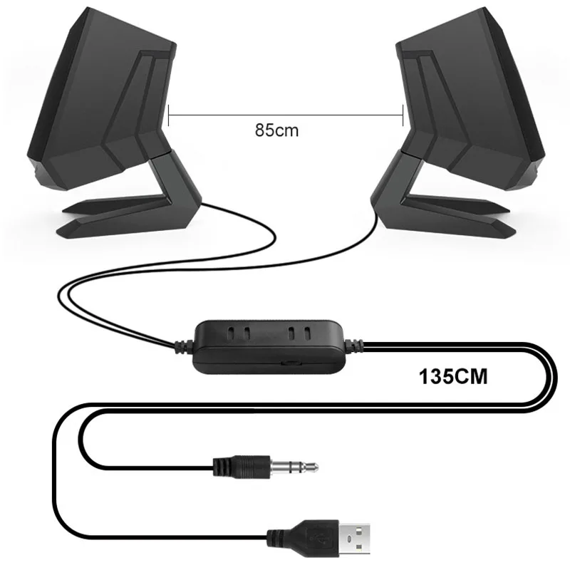 Портативный динамик, USB, двойной рог, проводные колонки, стерео громкоговоритель, музыкальный плеер для настольных ПК, ноутбуков, домашних кинотеатров, телефонов, MP3