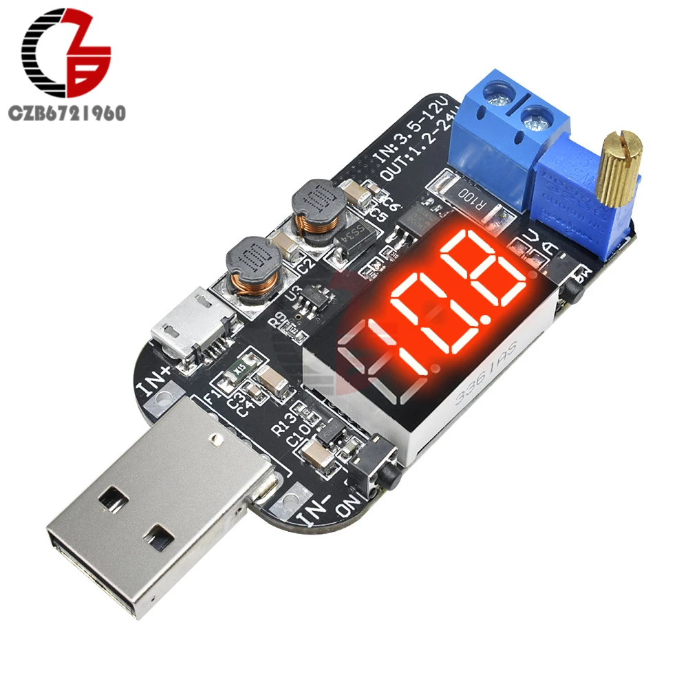 

DC-DC Buck Boost Coverter Module 3W 3.5-12V to 1.2-24V Adjustable USB Step Up Down Power Supply Module 5V 12V Voltage Regulator
