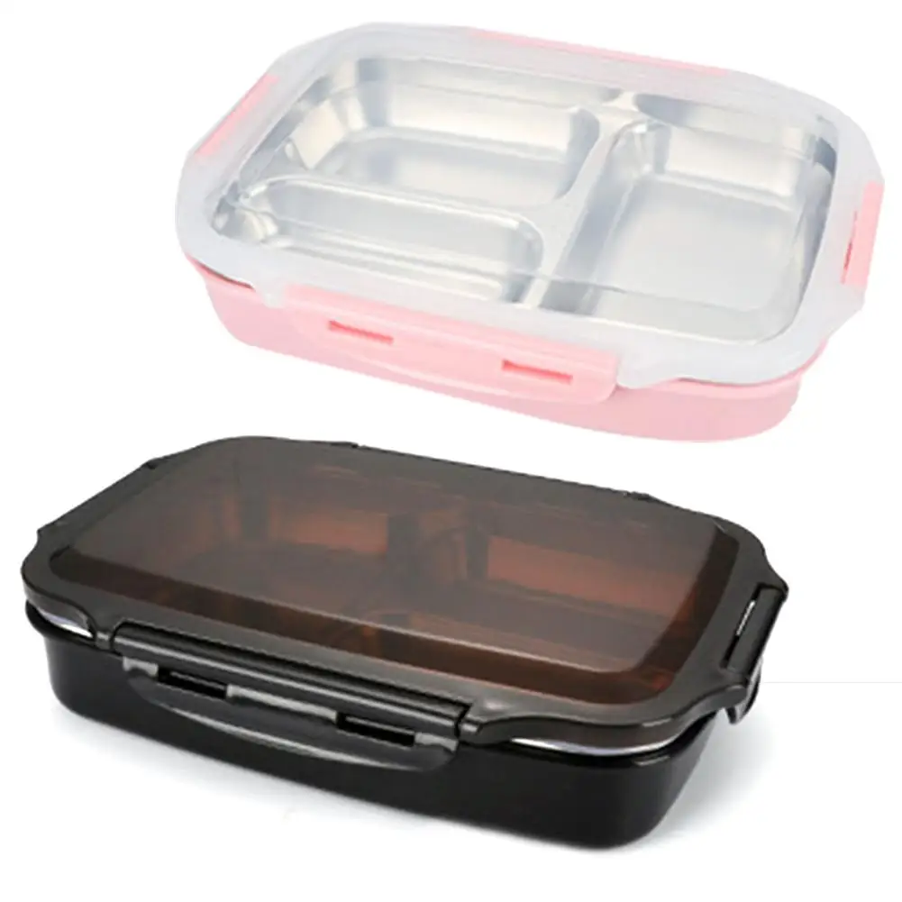 Insulation Lunch Bento Box with Compartments Stainless Steel Food Container Rectangle Food
