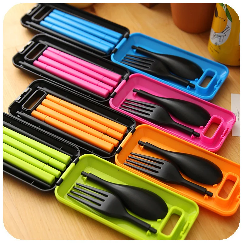 1 Set Portable 3 in 1 ABS Folding Dinnerware Sets Travel Fork Tableware Camping Picnic Set with Storage Box Gift For Child Kids 1 Set Portable 3 in 1 ABS Folding Dinnerware Sets Travel Fork Tableware Camping Picnic Set with Storage Box Gift For Child Kids