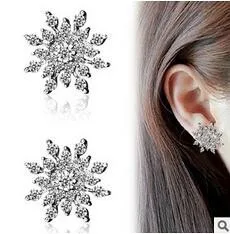 

e0104 Hot Sale Luxury Silver color Stud Earrings Zircon High Quality Crystal Earring For Women Gift