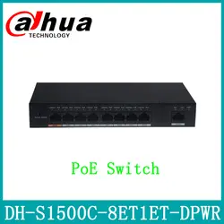 Dahua DH-S1500C-8ET1ET-DPWR коммутатор PoE с логотипом 8CH Ethernet Поддержка POE + Hi-PoE Обновление от DH-S1500C-4ET2ET-DPWR