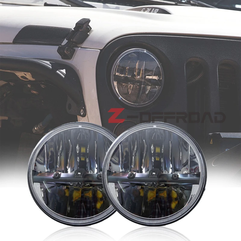 

For Land Rover Defender 90 1994-1995 headlamp replacement 7Inch Black Round LED Projector Headlights for Jeep Wrangler