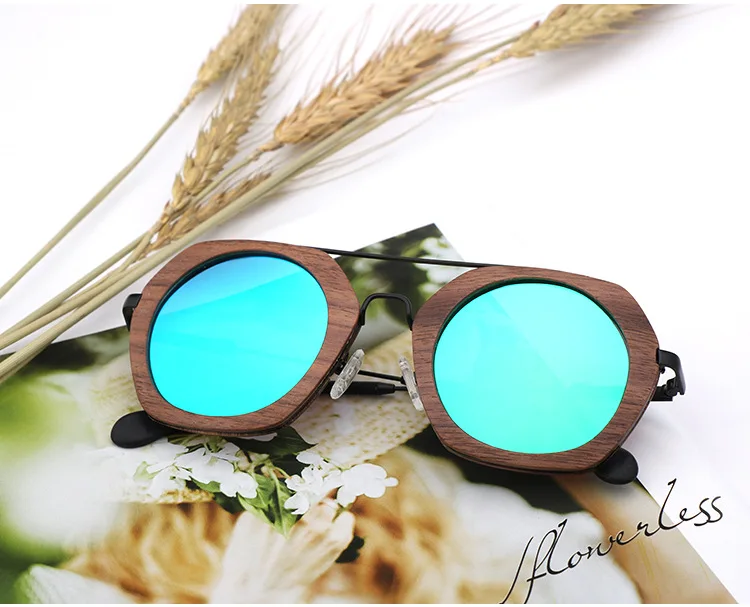 Винтажные деревянные солнцезащитные очки для мужчин и женщин, полированные линзы UV400 дизайн