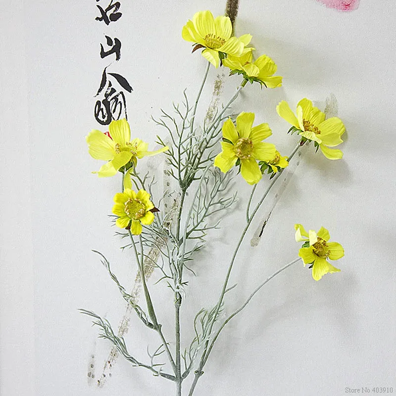 8 головок длинный стебель ромашка цветок ветвь имитация поддельный цветок сад гостиная украшение пол дисплей искусственные цветы