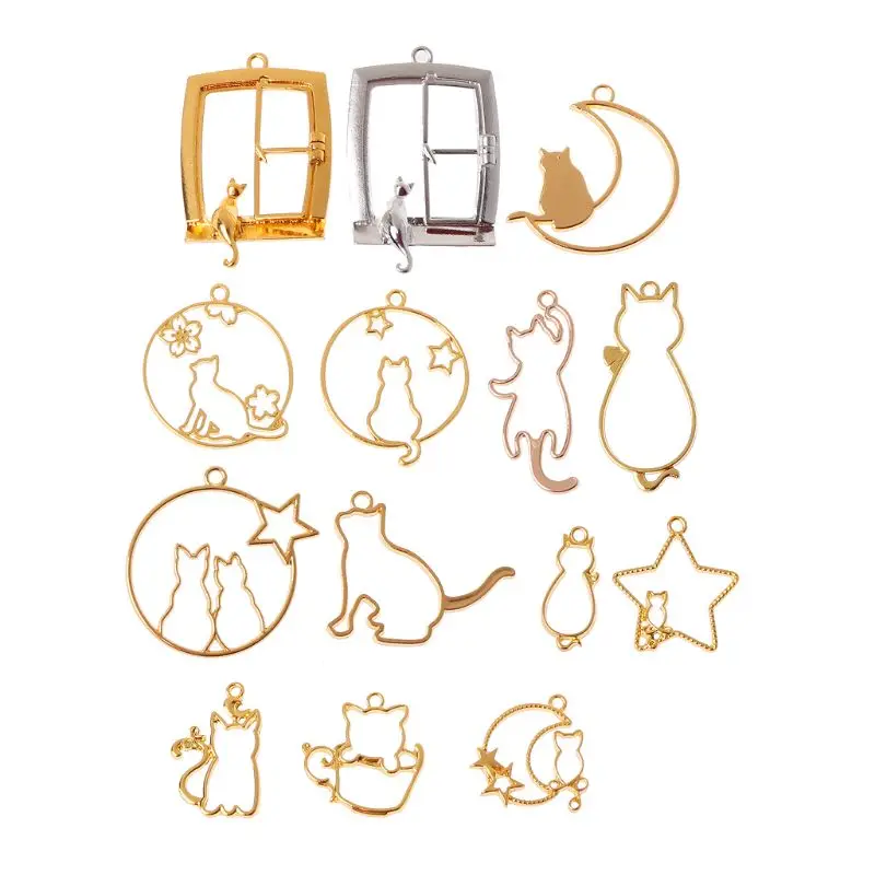 

16Pcs Pet Cat Blank Pendant UV Resin Frame Open Bezel Setting For Jewelry Making