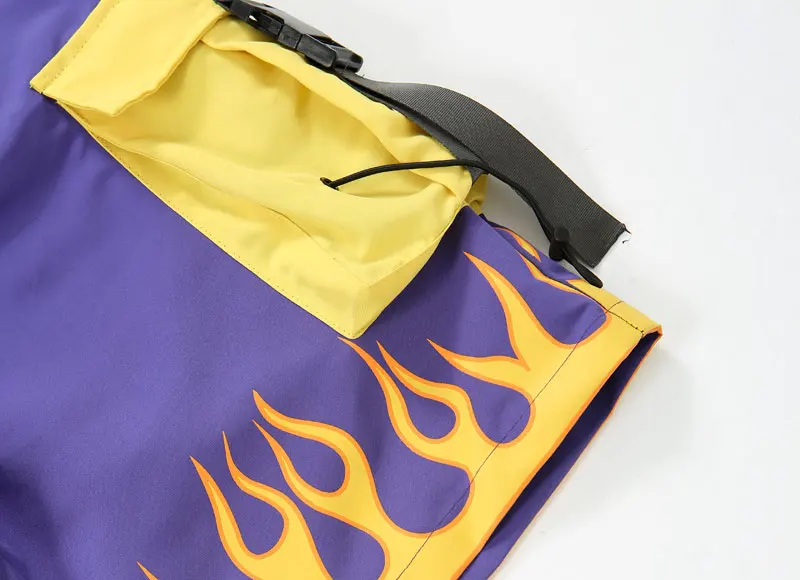 Side Strap Buckle Fire Flame Cargo Baggy Shorts 3