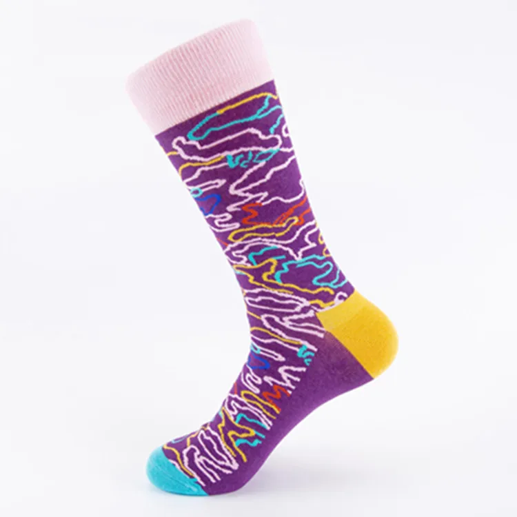 Мужские носки, хлопковые, цветные, Happy Life, носки унисекс, длинные, зимние, теплые, забавные, новинка, сумасшедшие носки, креативные, забавные носки, подарок Ne79020 - Цвет: E