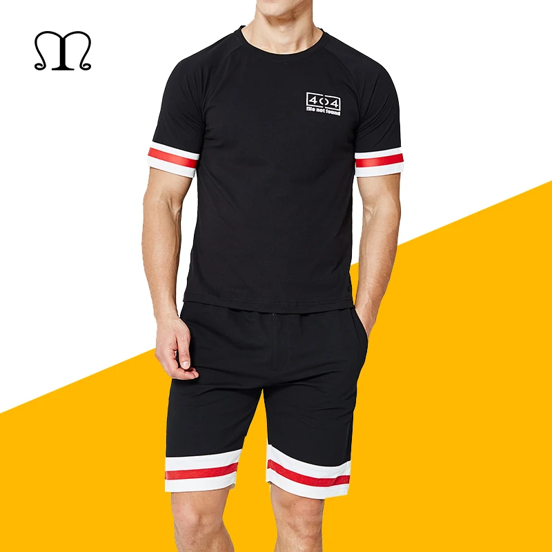 

Tracksuit Men Sets Summer Shorts Set Casual Men's Sportswear Set Solid Suit Brand Clothing Two Pieces Top Tee+Shorts Sweat Suits