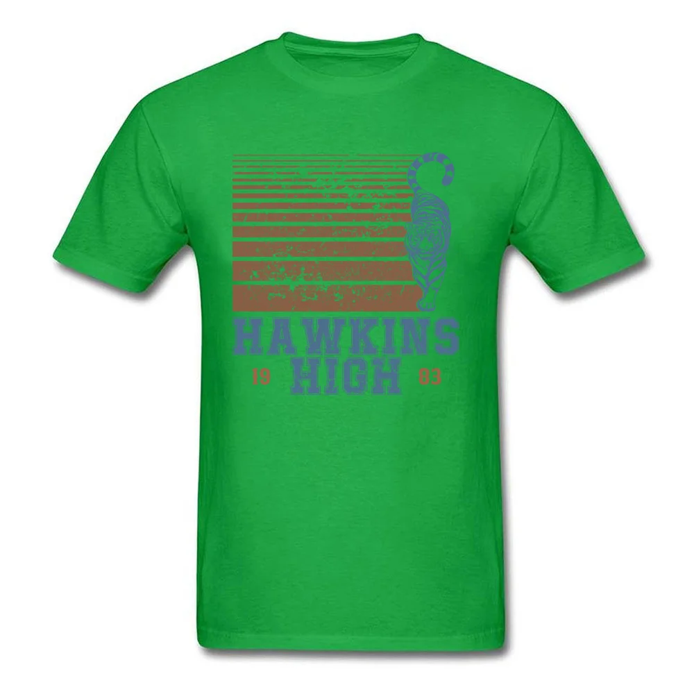 Unique Tshirts Crazy Short Sleeve Special Round Collar 100% Cotton Fabric Tops & Tees Casual Tees for Male ostern Day Hawkins High school class of 1983 green