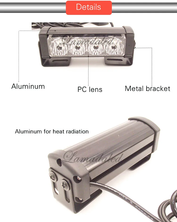 2шт 11 см Сплит 4led полицейский светодиодный светильник аварийная опасность стробоскоп светильник s бар автомобильный гриль мигающий сигнальная лампа Красный Синий Янтарный Белый