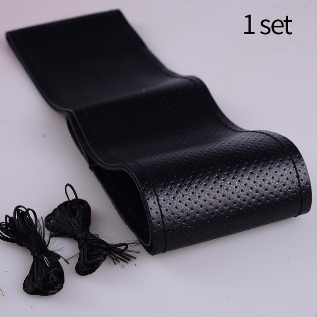 Car Steering Wheel Cover Soft Leather DIY Sewing Kit Handmade Sewing Thread Needles Steering-wheel Covers Auto Accessories