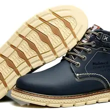 260079 MULINSEN новые модные мужские ботильоны из натуральной кожи теплые зимние теплые мужские ботинки