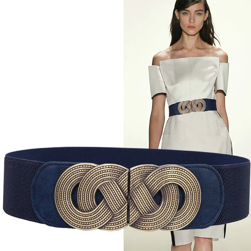 

Apparel Accessories Fashion Wide Belts For Women Copper-Plated Alloy Buckle PU Leather Dress Overcoat Sweater Commerbunds