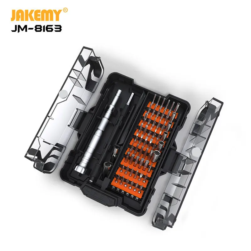

JAKEMY 2019 New Product JM-8163 62 IN 1 Precision S-2 Screwdriver Set with Unique Open Button for Home Electronics DIY Repair