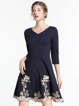 

Summer large size women's Dresses 2019 spring new heavy embroidery temperament elegant women dress L 3xl 4xl 5xl Dress NEW