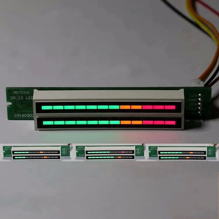 Двойной 12 бит светодиодный дисплей уровня Регулируемый аудио Музыка VU индикатор уровня метр для усилителя с режим АРУ