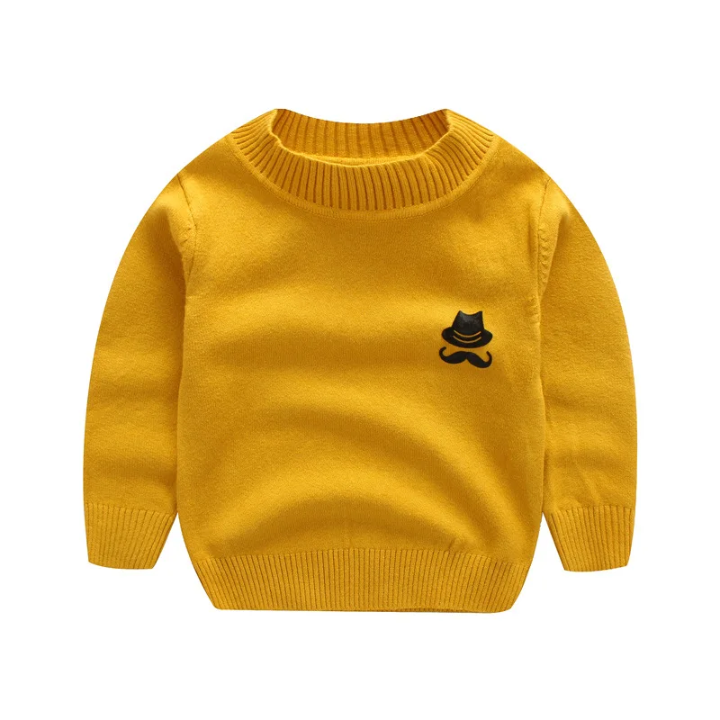 Осень-зима года; свитера для маленьких мальчиков в консервативном стиле; Однотонный Повседневный вязаный свитер с круглым вырезом и длинными рукавами для малышей; джемпер для детей - Цвет: yellow