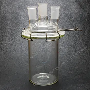

5000ml,24/40,4 Necks,Glass Cylinder Reactor,5 Littre Flat Bottom Reaction Kettle