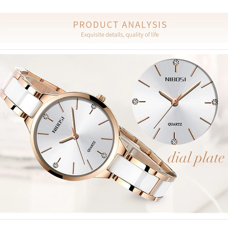 Роскошные часы с керамическим браслетом NIBOSI, женские креативные кварцевые часы для женщин, женские часы, Relogio Feminino Montre Femme 2330