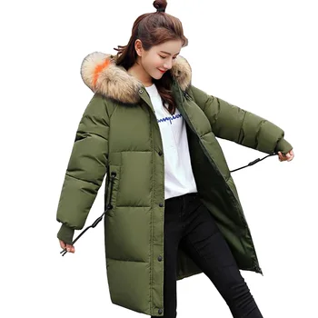 

hooded Women Winter Jacket Plus Size 2018 Fashion Womens Jacket Colored large fur collar Down Cotton Padded Female Coat Parka
