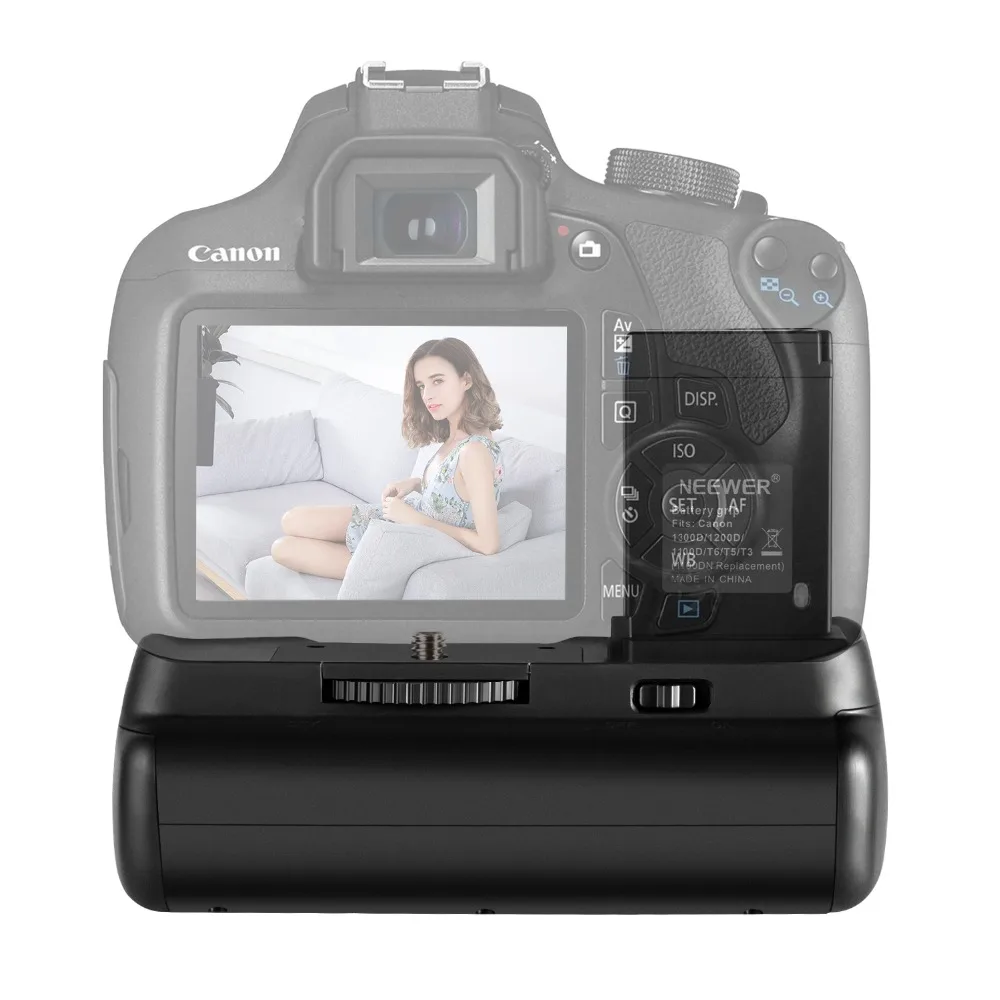Batterie Grip pour Canon EOS 1100d 1200d Rebel T3 T5 Kiss X50 X70 DSLR Camera Noir télécommande infrarouge utilisation batterie LP-E10 