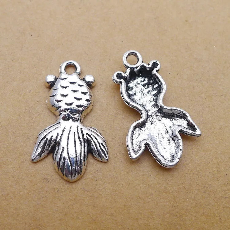 30pcs fish Charms Antique silver pendants15*25mm 1.7g Handmade Jewelry