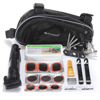 

SAHOO Cycling Bike Repair Tool Bag Mini Pump Folding 15 in 1 Bicycle Tyre tire Repair With Pouch Multifunctional Tools Set Kit