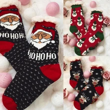 Зимние мягкие пушистые пижамные носки с изображением животных, снеговика, медведя, Санта-Клауса, теплые рождественские подарочные сумки