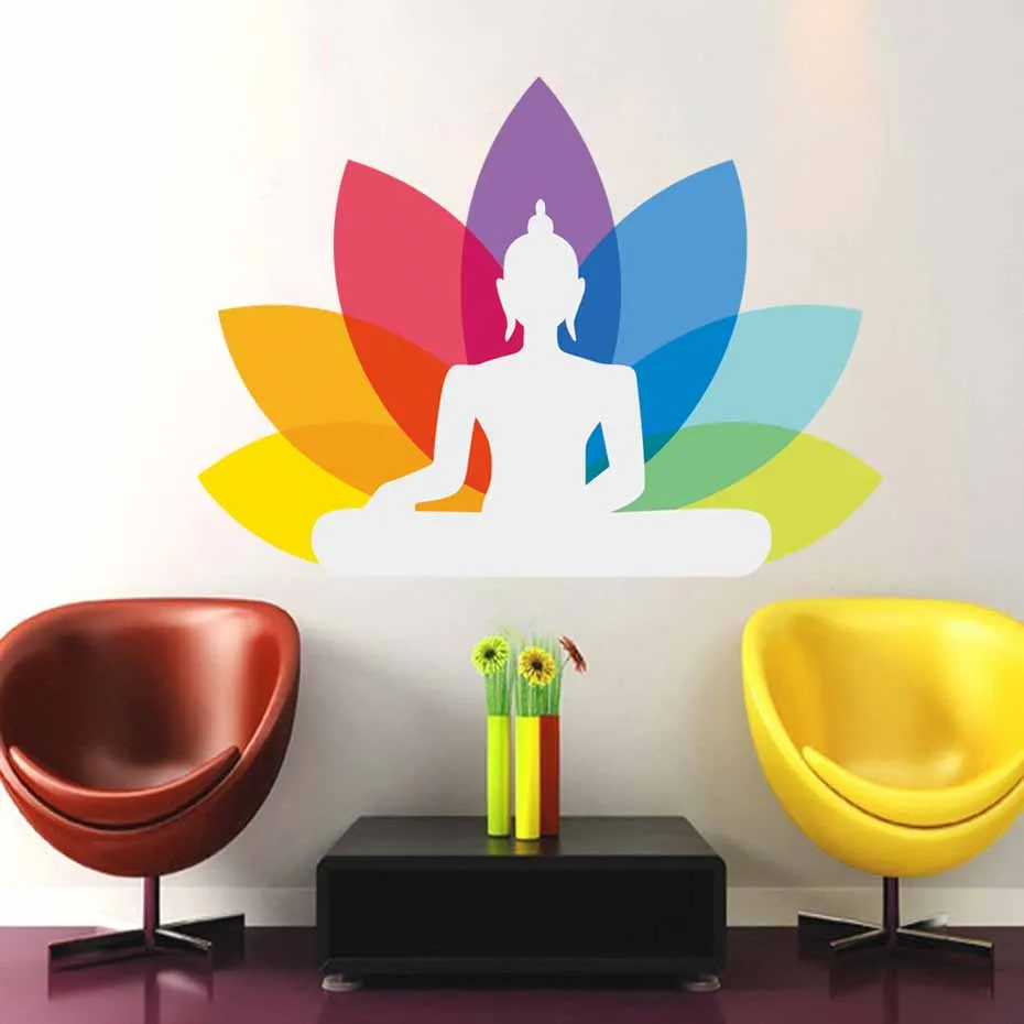 Colorful Sitting Buddha Design Mural Wall Art Vinyl Stickers Spiritual