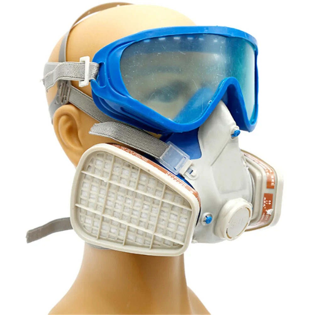 1pc Gas Mask With Glasses Full Face Protective Mask Suit Silicone