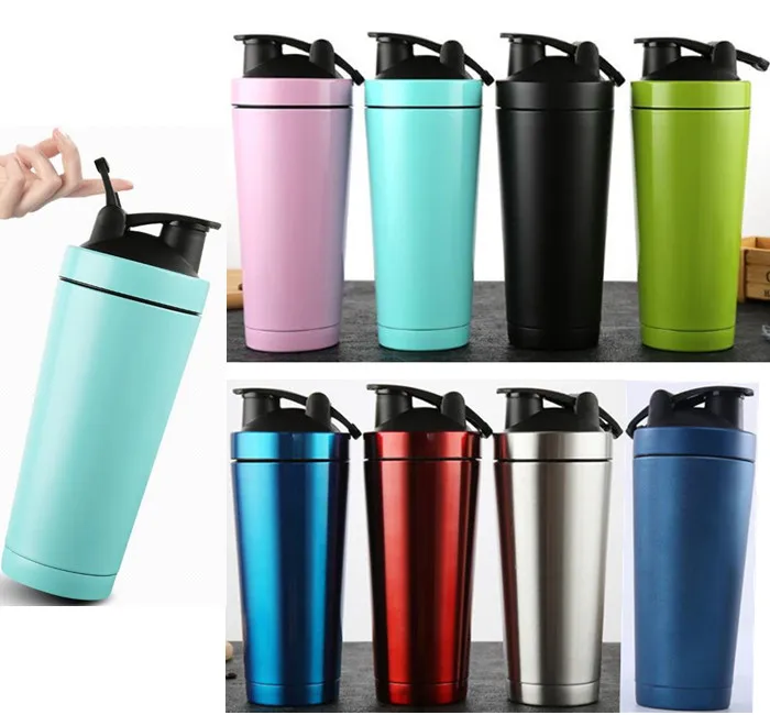 Quev50pcs 720ml 24oz shaker Bottle Double Wall Stainless Steel Gym Shaker Kettle Sport Milkshake Mixer Water Whey Protein | Дом и сад
