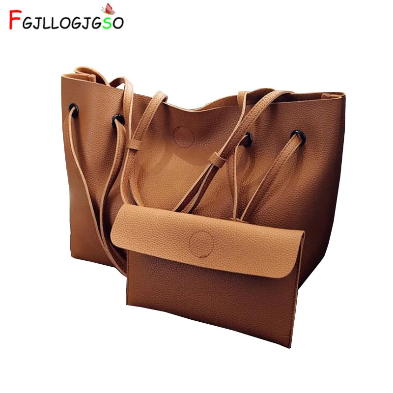 

FGJLLOGJGSO Soft Leather Women Bag Luxury Brand Fashion Designer Female Shoulder Bags Big Casual Bags Set Handbag High Quality