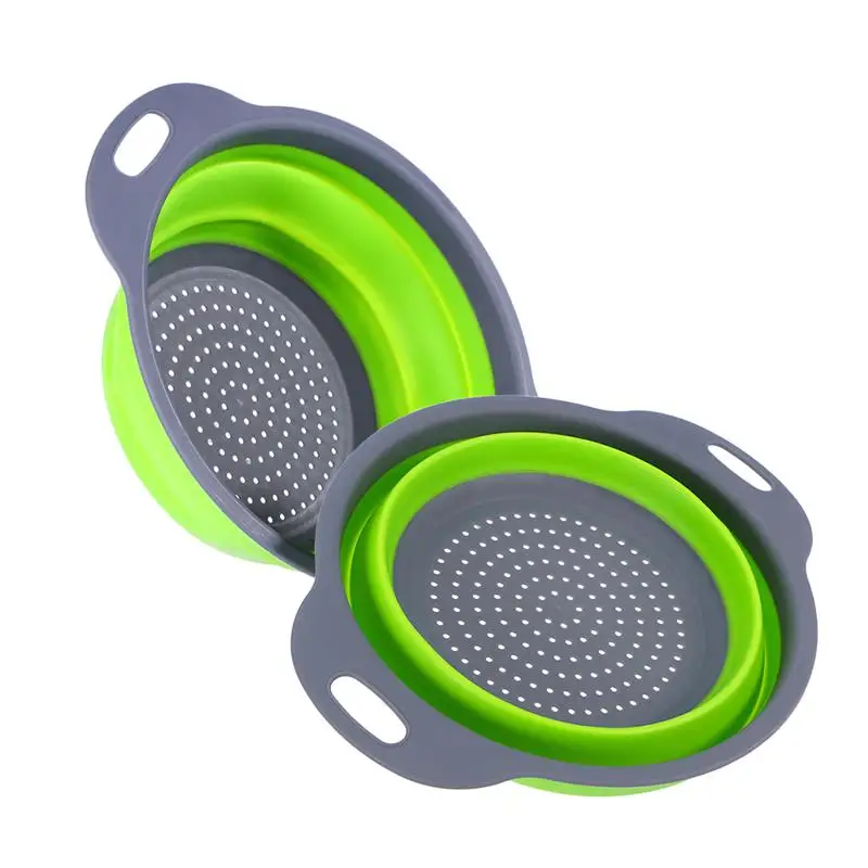 

2 Pcs Washing Basket Retractable Silicone Fruit Vegetable Kitchen Storage Gadgets