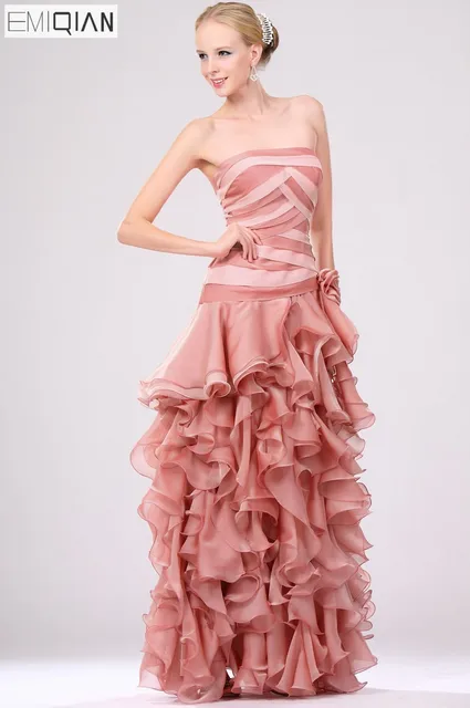 Straight Neckline Evening Dress