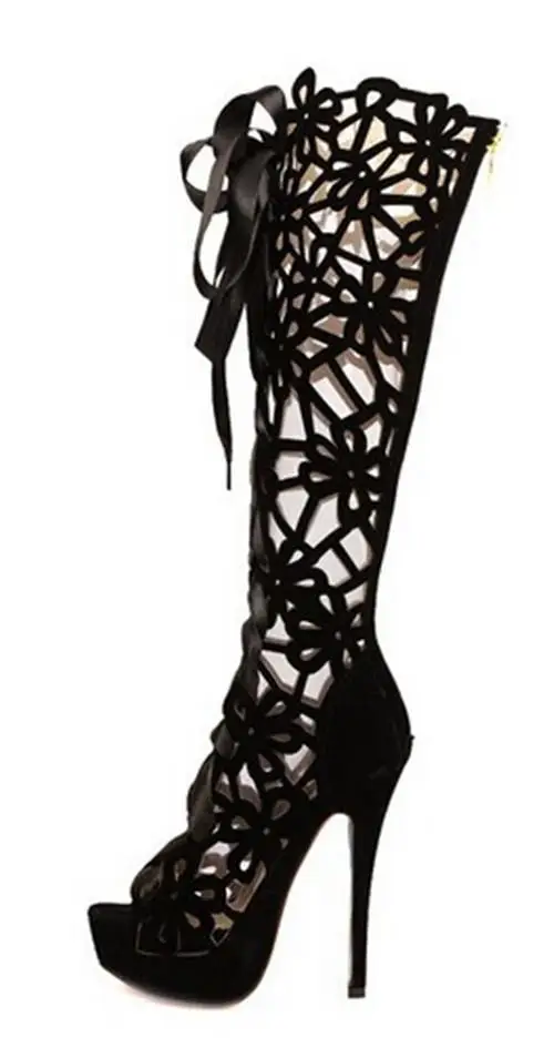 

2016 new style European and American fashion Women sexy ultra-cool high-heeled boots with bow sandals Women pumps size 42 1022