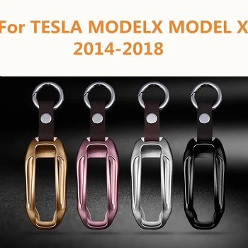 

For TESLA MODELX MODEL X 2014-2018 Car Key Cover Zinc Aluminum alloy Case Bag Keychain Skin Set Car accessories