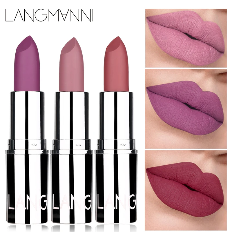 

Langmanni 8 Colors Waterproof Velvet Matte Lip Stick Nude Long Lasting Makeup Non-stick cup Fashion Lipstick Makeup Gift